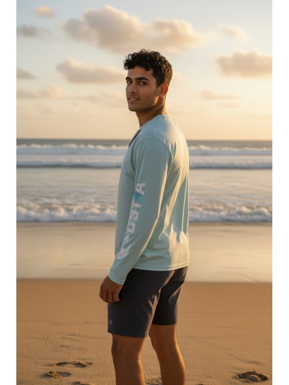 Costa Technical Crew Long Sleeve Shirt Medium Light Green
